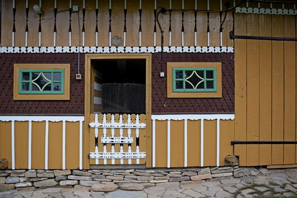 colorful wooden traditional stable from Bucovina