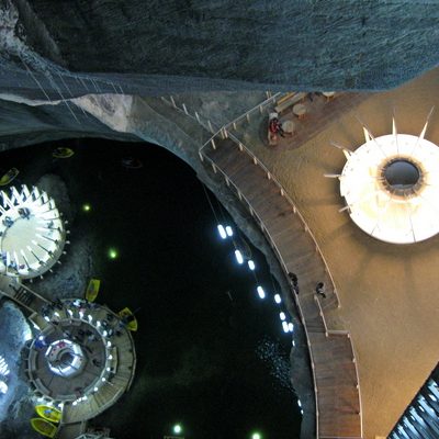 colorful and exiting view inside Turda salt mine