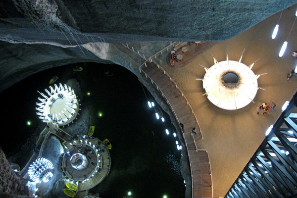 colorful and exiting view inside Turda salt mine